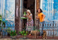 Woman and her daughter on Lealtad Calle in Havana Cuba