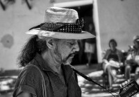 Musician from Canada playing music in Trinidad Cuba