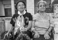 Two Elderly Cuban Ladies on Paseo de Marti in Havana Cuba