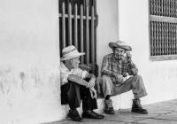 Two Elderly Cubans chatting near Parque Central in Trinidad Cuba