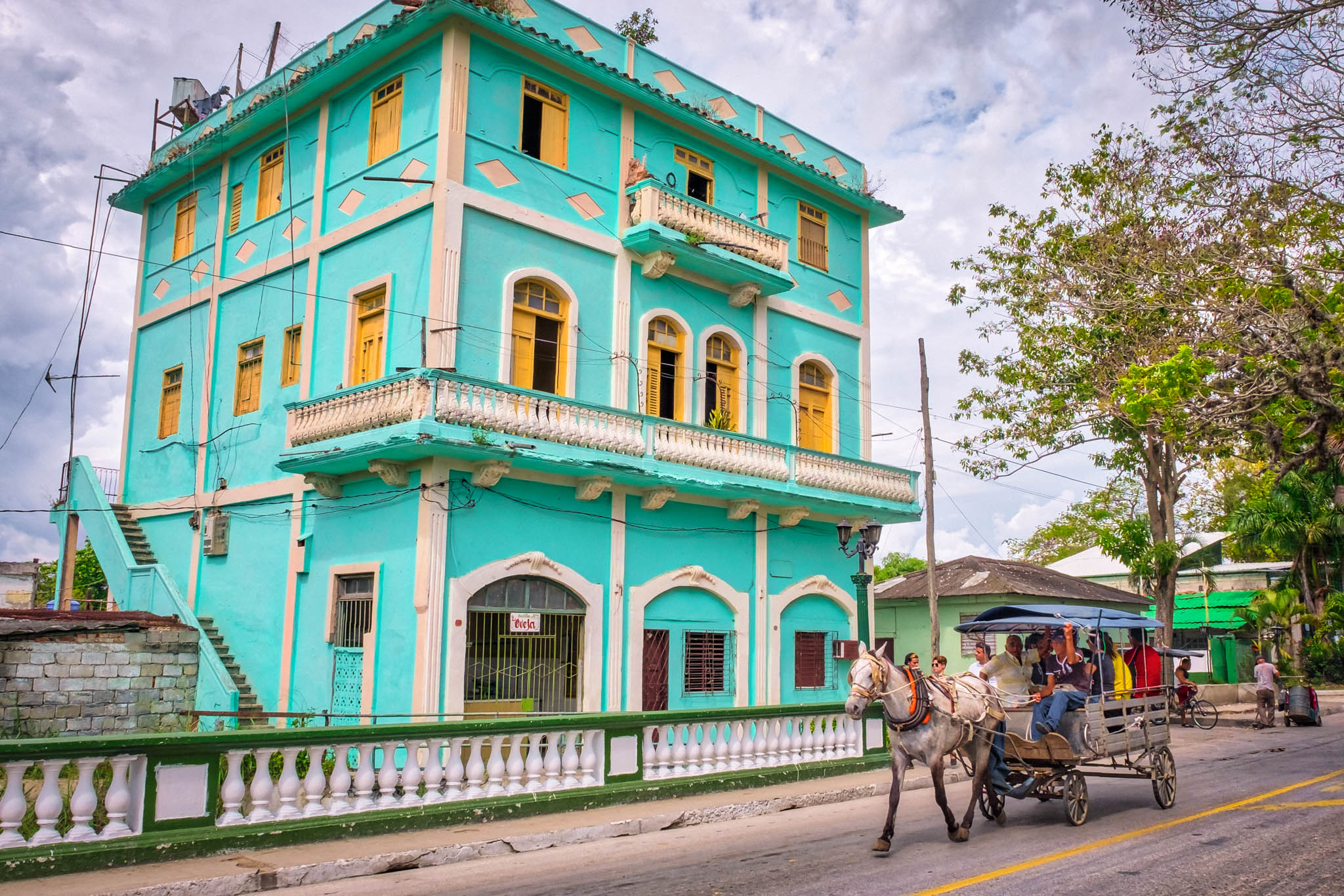 Horse drawn carriage on street in Santa Clara Cuba_