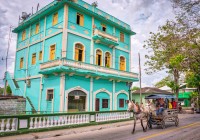 Horse drawn carriage on street in Santa Clara Cuba_