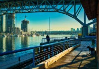Cold morning in January on Granville Island in Vancouver