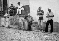 Musicians playing music in the streets of Trinidad, Cuba